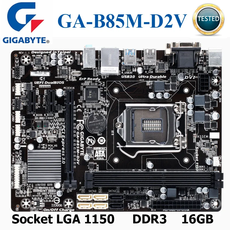 Socket LGA 1150 DDR3 16 ГБ материнская плата GA-B85M-D2V Intel B85 оригинальная материнская плата B85M-D2V SATA III Micro-ATX