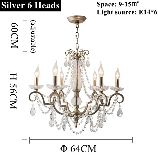 6 Heads Chandelier LukLoy светодиодная люстра Ретро подвесной светильник Чердачный, потолочный Люстра хрустальные подвески современная кухня освещение столовая - Цвет абажура: 6 Heads Chandelier