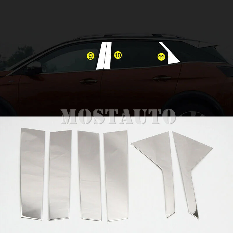 

Столбики из нержавеющей стали, хромированные, для Peugeot 3008 GT 2016-2019, 6 шт.