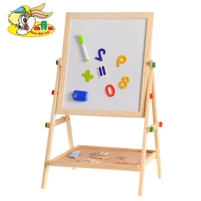

Wooden-in-Double-Sided Magnetic Drawing Board Multifunction Bracket Vertical Type WordPad Children'S Educational