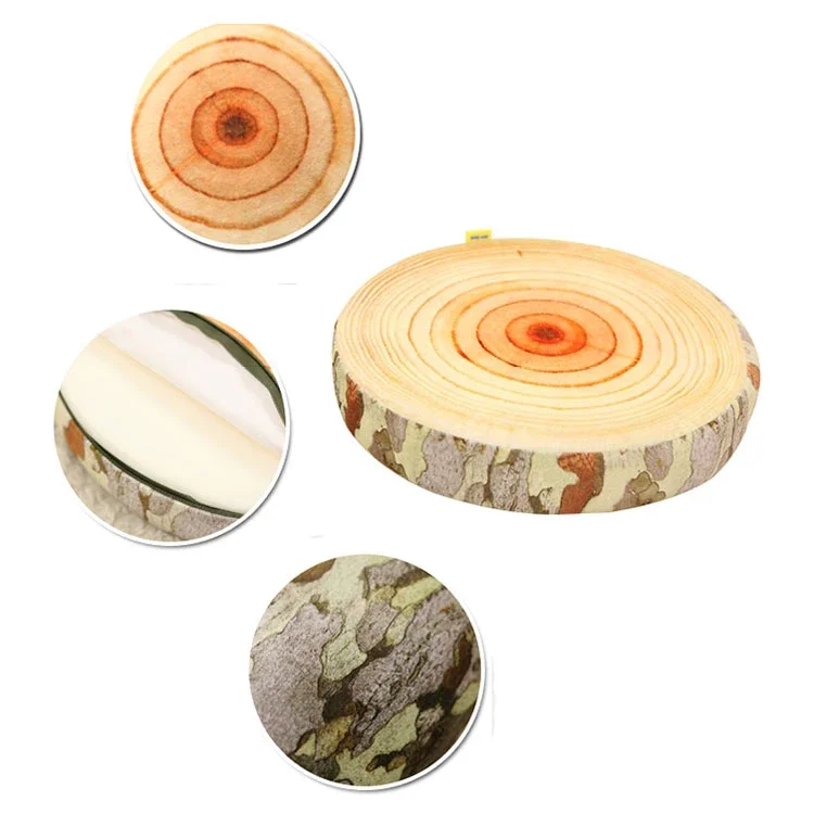 3D Novelty Stump Log Wood Throw Pillow Sycamore Tree Cushion Home Office Car Soft Decor