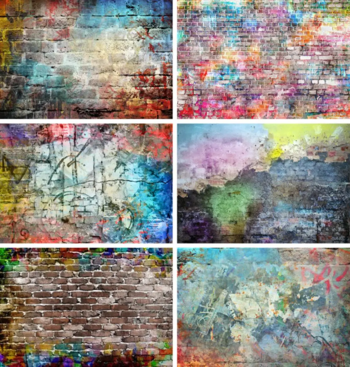 

Old Peeling Graffiti Brick Wall Photography Backdrop Newborns Birthday Child Studio Portraits Photo Background Photocall