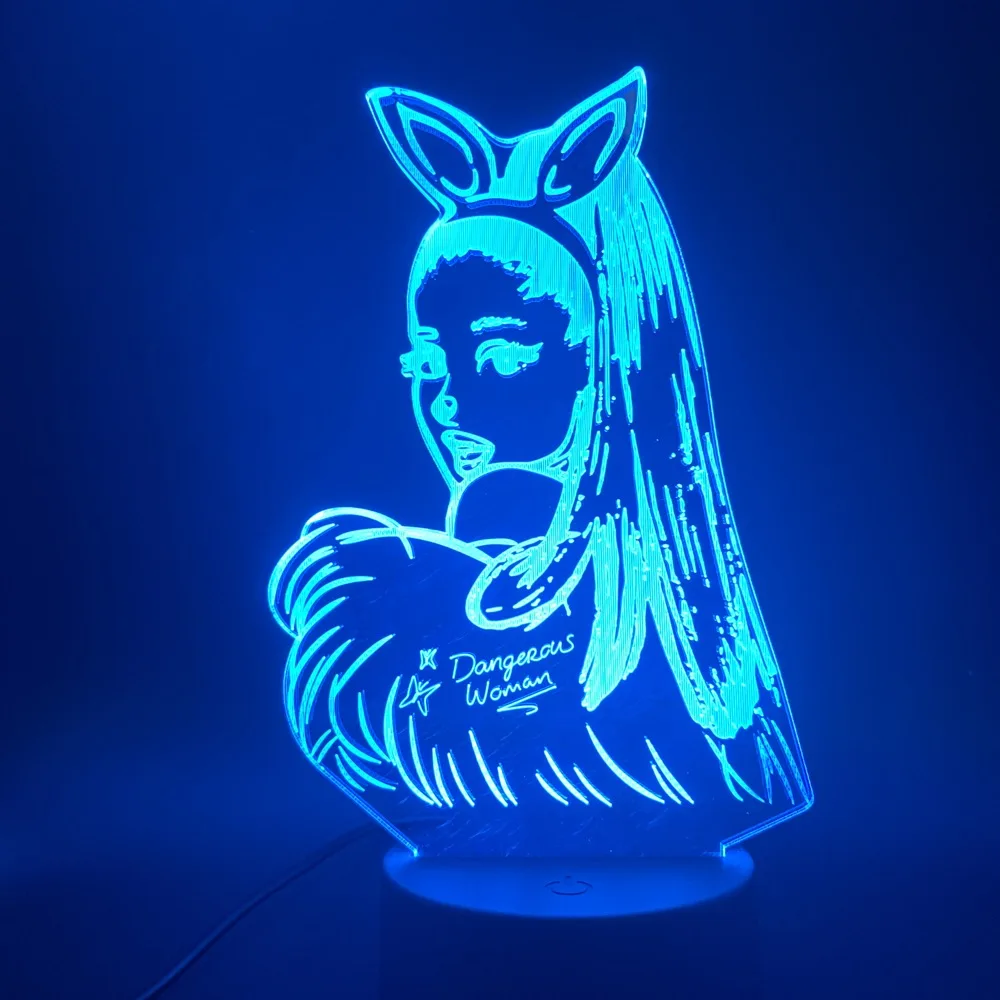 Singer Ariana Grande Cat Girl LED 3d Light Table Night Light for Bedroom Home Decorative 3d Led Night Light Fans Christmas Gift