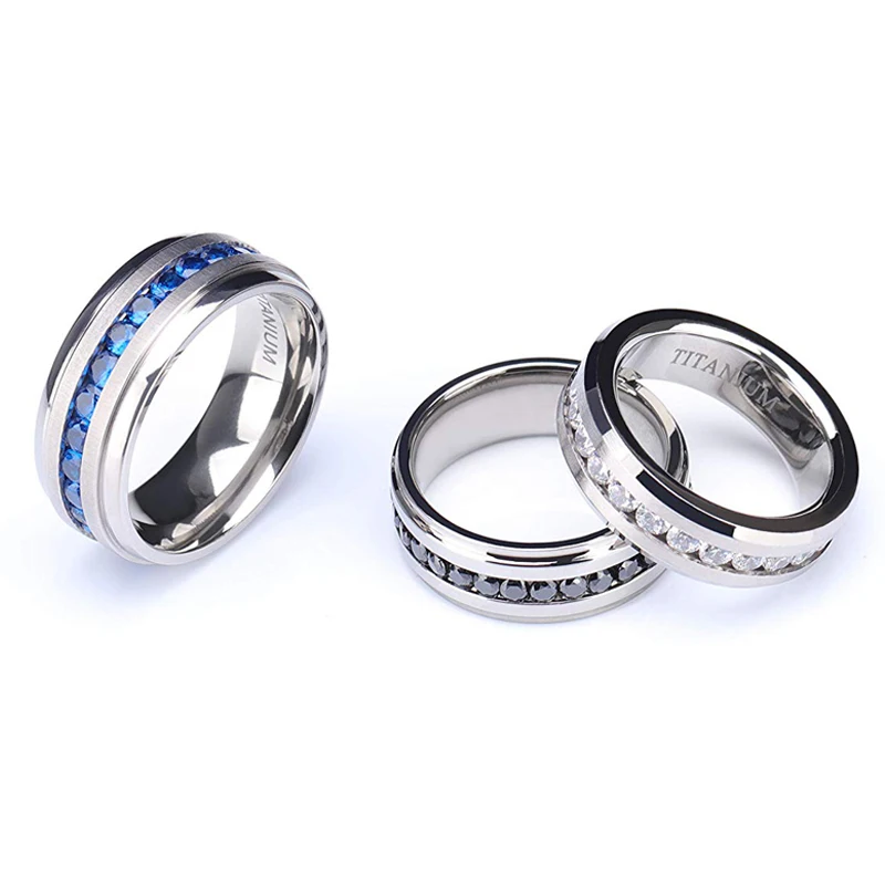 Tigrade 6/7/8 мм Титан кольца для Для мужчин Для женщин серебро с кубического циркония обручальное кольцо Обручение кольцо пара круглое кольцо mujer