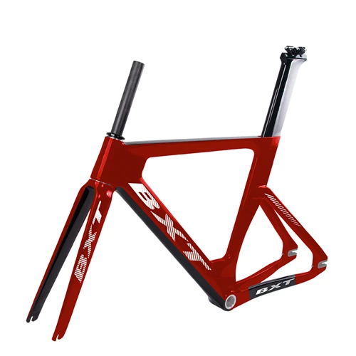 BXT Full red x black BXT углеродный руль трековая рама дорожного кадров колесо для велосипеда с фиксированной передачей комплект с вилкой Подседельный штырь 49/51/54 см, углеродный руль для велосипеда Запчасти комплект - Цвет: BXT Full red x black