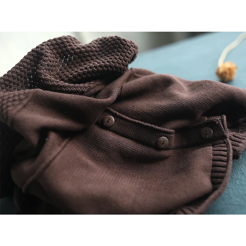 Большие размеры осенние модные вязаные свитера женские s коричневые пуловеры однотонный джемпер женская одежда длинный рукав более размер d AA216S30