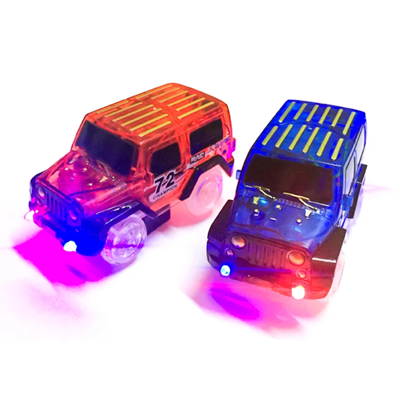 Coches electrónicos de pista mágica con luces LED, juguetes educativos con luces intermitentes, divertidos, DIY, regalos para niños