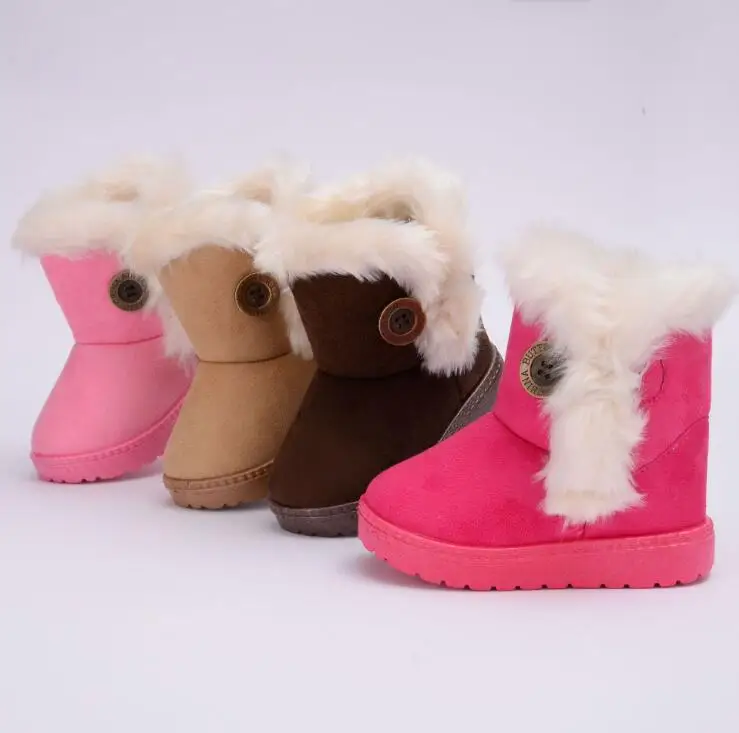 

Hot Winter Kids Fashion snow boots Child cotton shoes warm Fur soft bottom baby girls boots winter ski boot