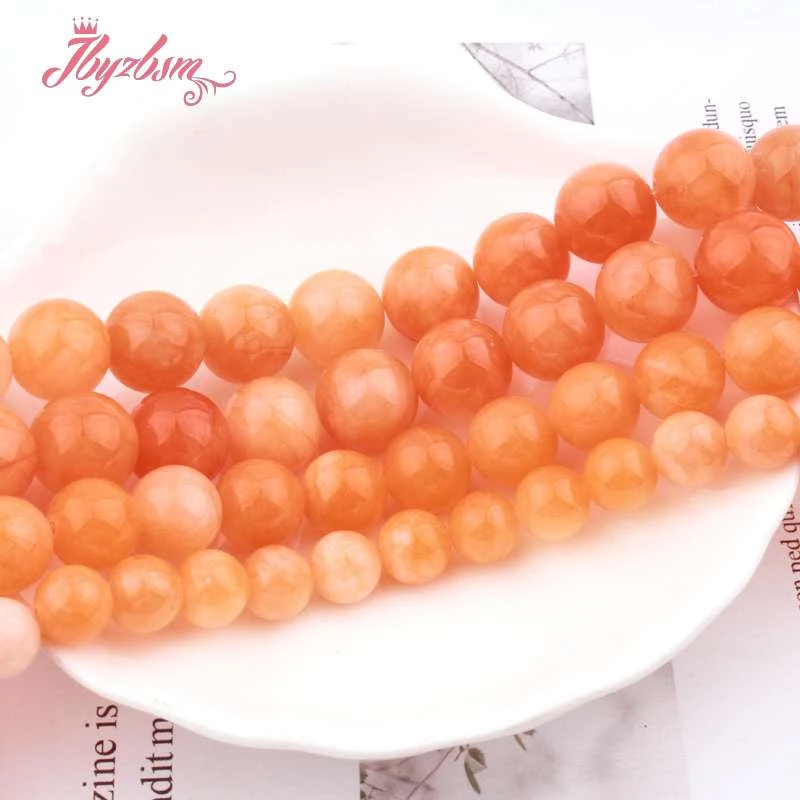 6 8 10 12 14mm Round Candy Orange Jades Smooth Ball Stone Spacer Beads For Women DIY Necklace Bracelets Jewelry Making 15&quot | Украшения