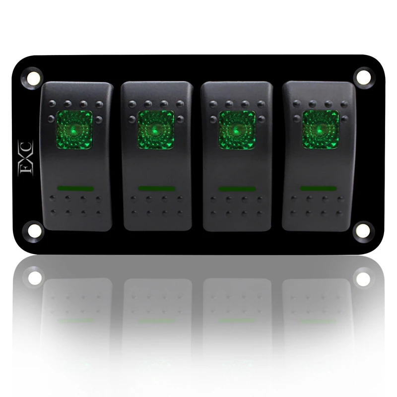 12 V-24 V 4 Gang green кулисный переключатель Панель автомат защити цепи лодка морской Водонепроницаемый
