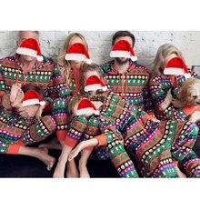 Рождественские Ползунки с принтом, одежда для родителей и детей семейный Рождественский Пижамный костюм комбинезон с капюшоном, пижамы рождественские пижамы для всей семьи, комплект