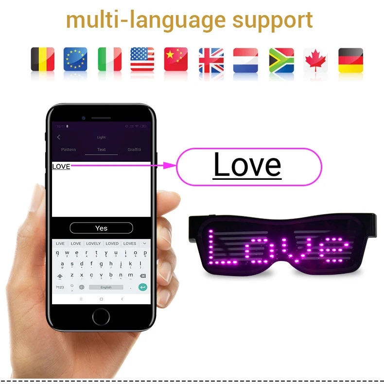 Волшебные Bluetooth Led вечерние очки приложение управление светящиеся очки DJ электрические слоги очки для вечеринки