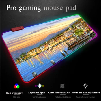 

Yuzuoan Architectural Landscape Mousepad Non-slip Lock-edge Desktop Computer Pad USB LED Lighting Backlit RGB Gaming Mouse Pad