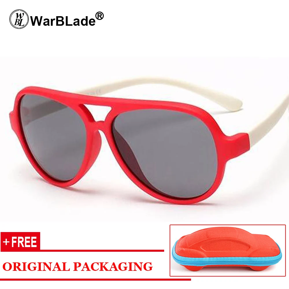 red white WarBLade гибкие очки Детские поляризованные винтажные TR90 солнечные очки для мальчиков птички Мягкие силиконовые детские очки Наружные защитные очки - Цвет линз: red white