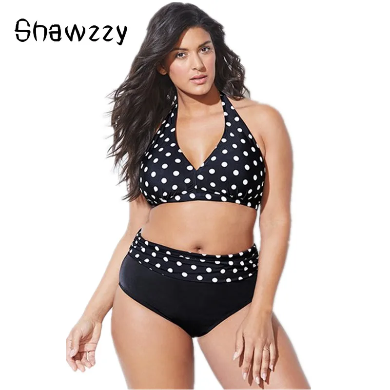 Женское винтажное бикини с высокой талией в горошек | Женская одежда