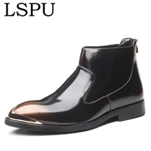 Г. Осенние мужские кожаные ботинки с острым носком Повседневные Дышащие мужские ботинки без застежки на молнии Модные ботильоны в британском стиле мужские большие Size38-48
