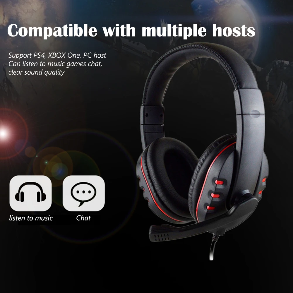 Gaming Headphone 3 5mm Wired Deep Bass PC Gamer Over Ear Headset with Mic