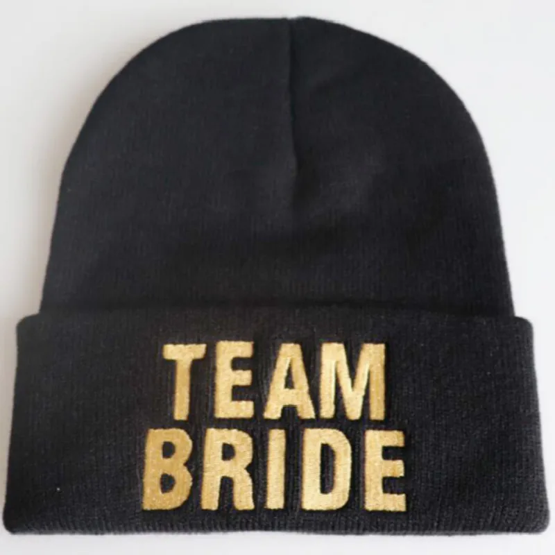 Свадебная вечеринка Skullies Beanie вышивка Команда Невесты вязаная шапка открытый теплый отряд "невеста" Лыжная Шапка женская мужская зимняя шапка