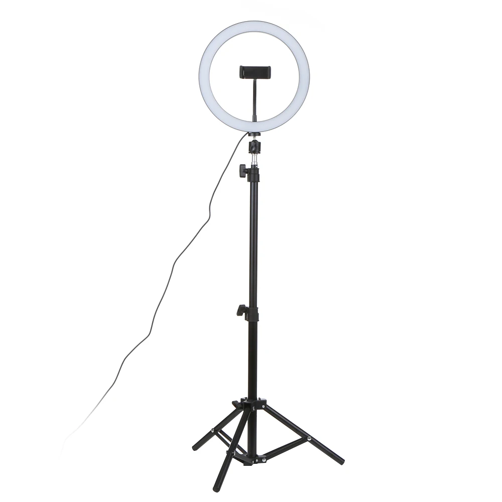 Светодиодный круглый кольцевой светильник для селфи-камеры, лампа для фотосъемки, кольцевой светильник с питанием от USB, лампа для селфи с телескопическим штативом - Испускаемый цвет: Type 2