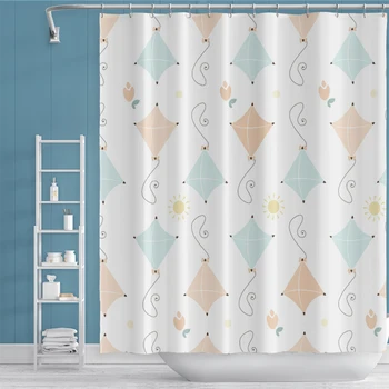 

Laeacco Geometric Pattern Printed Shower Curtain Bathroom Waterproof Polyester Bath Screen Bohemian Bathroom Decor Large Size