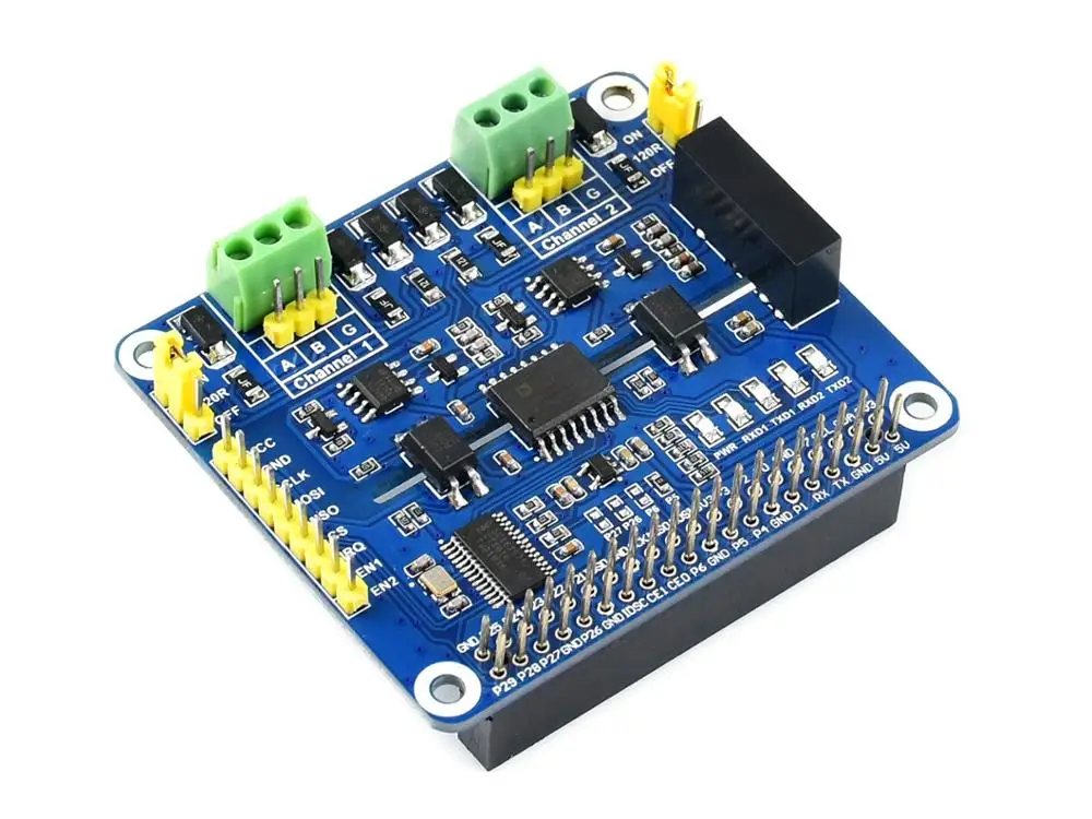 2-изолированный канал RS485 расширения шляпа для Raspberry Pi, SC16IS752+ SP3485 решение, студийной съемки с изображением бортовой ProtectionCircuits