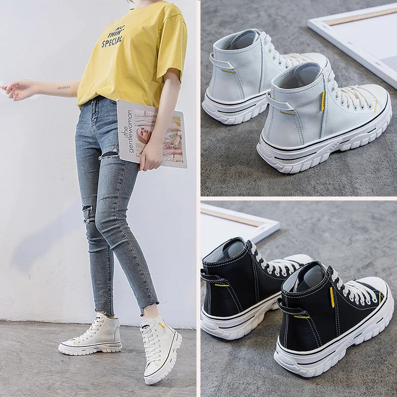 

Boots Women's Autumn And Winter Flat Low Heel England Martin Boots Women's Genuine Leather Tube Women's Couples Leather Short Bo