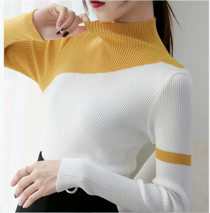 Осенне-зимний индивидуальный цветной свитер с воротником-стойкой Женский Пуловер Джемпер