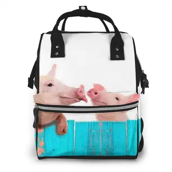 

Funny Pig Hanging On A Fence Diaper Bag Mummy Maternity Baby Bag Travel Baby Nappy Changing Backpack Women Stroller Organizer