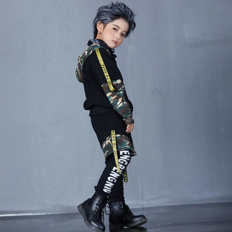 Brand set kids suit boys autumn outfit suits fashion hip hop 2 piece sets unisex black cotton parkour boy clothes letter print (5)