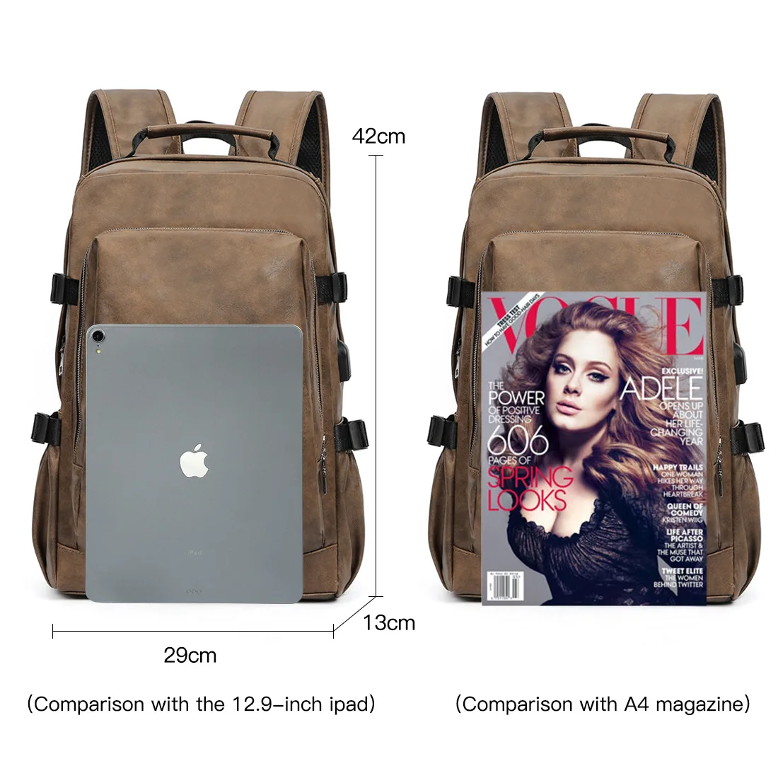 

PU Leather Men Backpack Casual Computer Backpack Business Large Capacity Outdoor lv xing bao dai