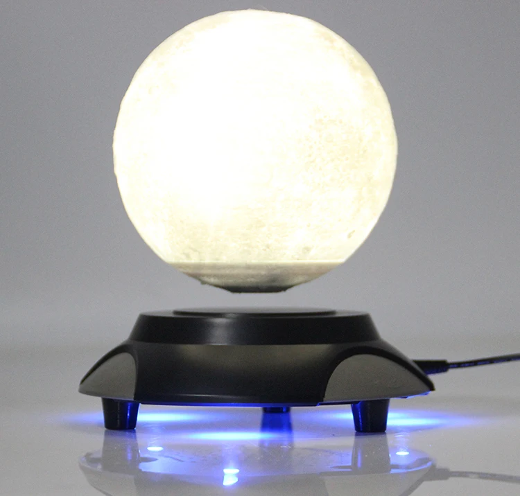 Необычный подарок украшение для офисного стола магнитная левитация 6 дюймов Луна Глобус круг НЛО база плавающий ночной Светильник - Цвет: Черный