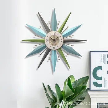 

Nordic personalized creative clock modern simple restaurant living room clock Light luxury iron digital wall clock modern design