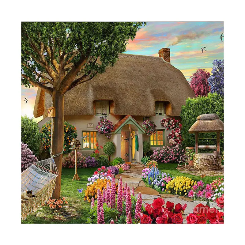 

Scenery Cottage 5D Diy Diamond Painting Full Square Diamante Drill Icons 3D Diamond Embroidery Rhinestones Paint