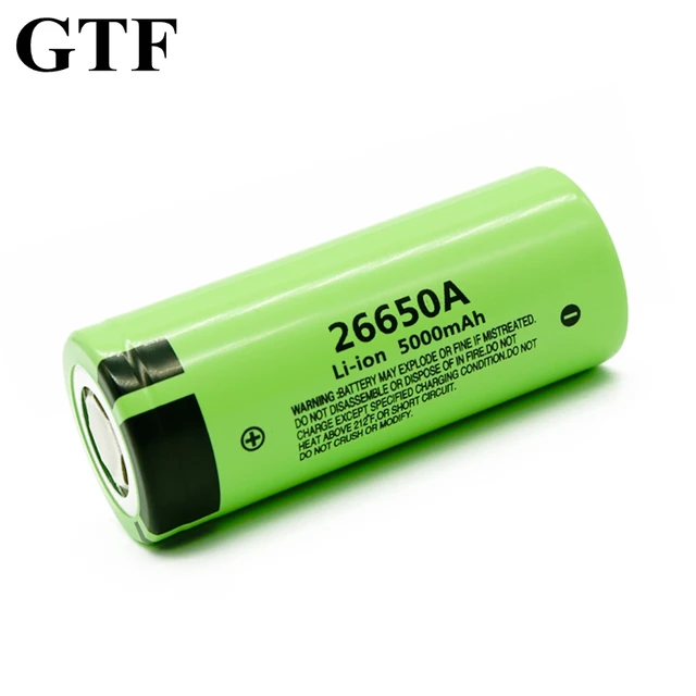 GTF 26650 5000mAh 3.7V Li-ion Rechargeable Battery 26650A High