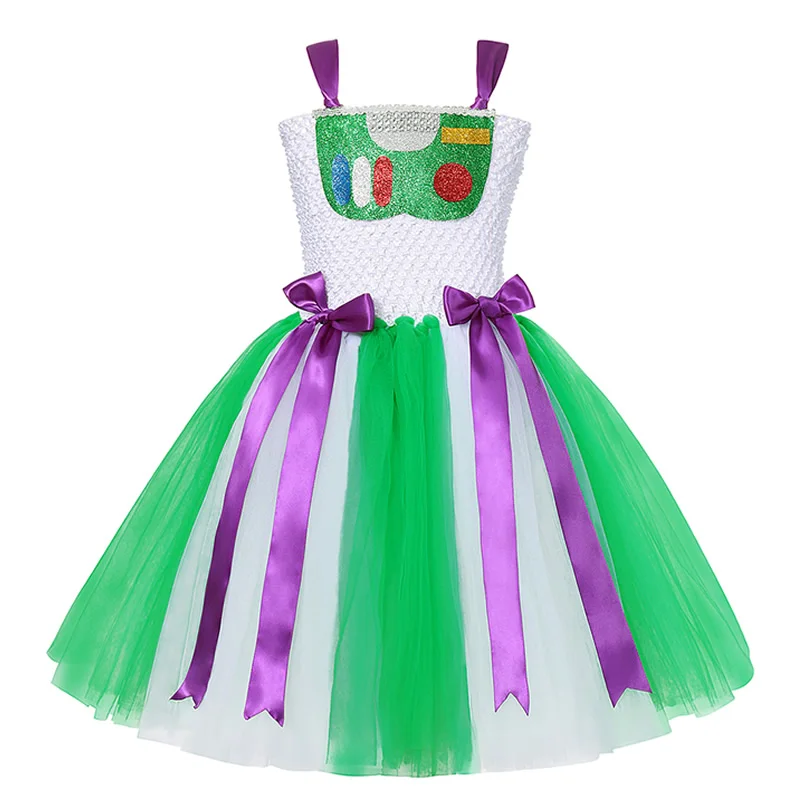 Buzz Dress Платье принцессы Эльзы и Анны для девочек, История игрушек, древесные костюмы для детей, Vampirina, Золушка, одежда для маленьких девочек, Тиана, Белль, жасмин, единорог - Цвет: Buzz Dress