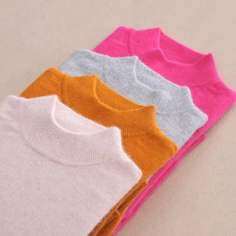 Skup AIUJXK kobiety Cashmere 2019 jesienno zimowa Vintage pół swetry z golfem Plus rozmiar luźne, z wełny dzianinowe swetry kobiece dzianiny