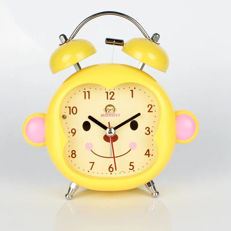 Cute Cartoon Monkey Metal Alarm Clock Creative Mute Night Light Table Clock Fashion Simple Digital Student Bedside Alarm Clock