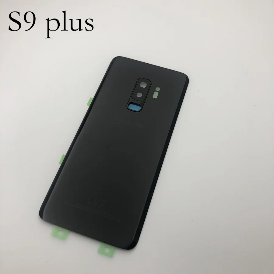 Для samsung Galaxy S9 плюс s9+ G965 SM-G965F G965FD S9 G960 SM-G960F G960FD стеклянная задняя крышка батарейного отсека двери Корпус Замена - Цвет: s9 plus black