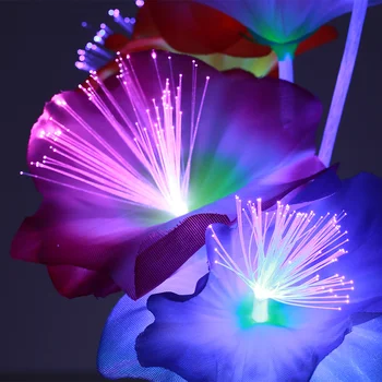

Fiber LED Lamp Colorful Plastic Kapok Vase Bouquet Valentine'S Day Blossom Optical Fiber Lamp Fiber Flower Light Room Home