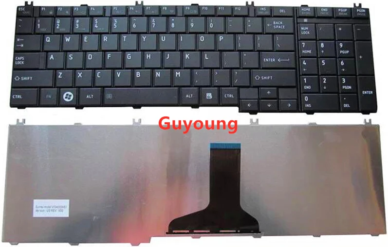 Клавиатура с английской раскладкой для ноутбука toshiba Satellite C650 C655 C660 C670 L675 L750 L755 L670