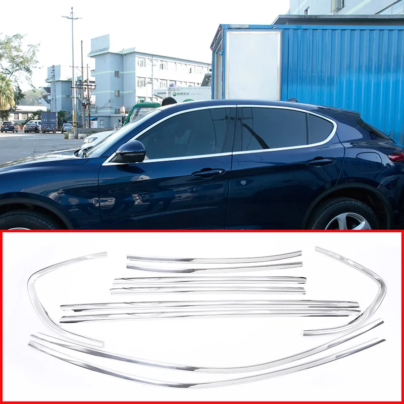 

For Alfa Romeo Stelvio 2017 2018 2019 Aluminum Alloy window trim sequins
