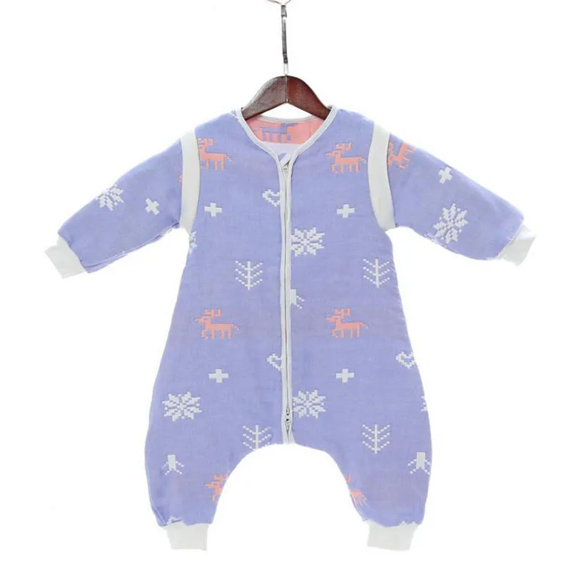 6 layers baby muslin sleeping bag with split trouser legs skin friendly baby sleepsack anti-kick baby kids sleeping sack - Цвет: as the photo