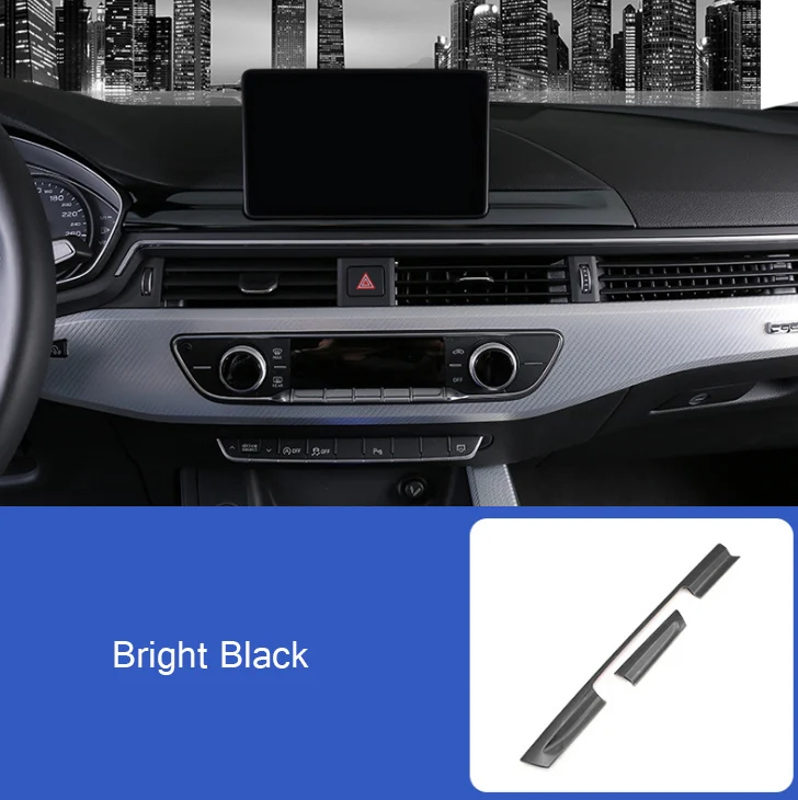 Car Styling Navigation Screen Protection covers Stickers Center Control Strip Panel For Audi A4 b9 A5 Interior Auto Accessories - Название цвета: Bright black