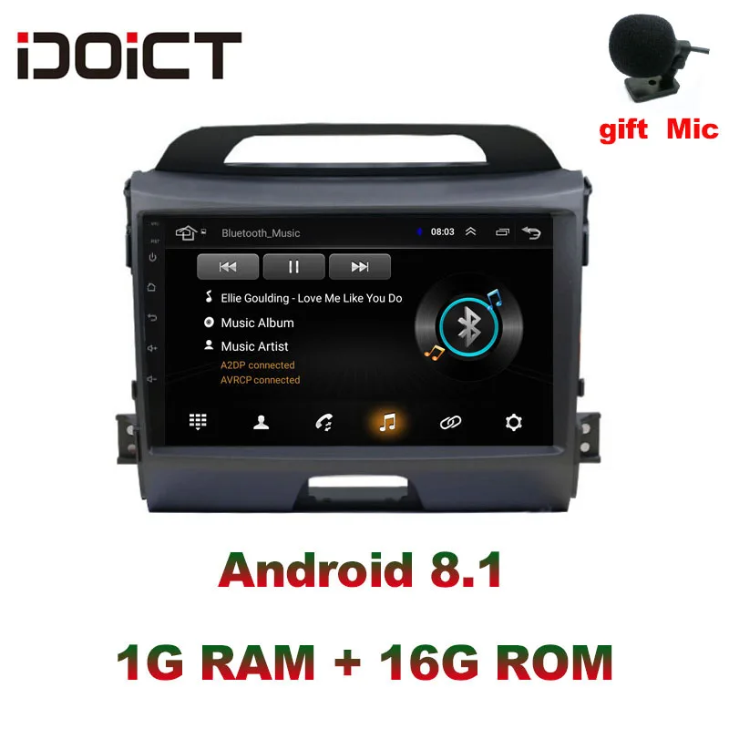 IDOICT Android 9 1 автомобильный DVD плеер GPS навигация Мультимедиа для KIA Sportage R радио 2010-2017