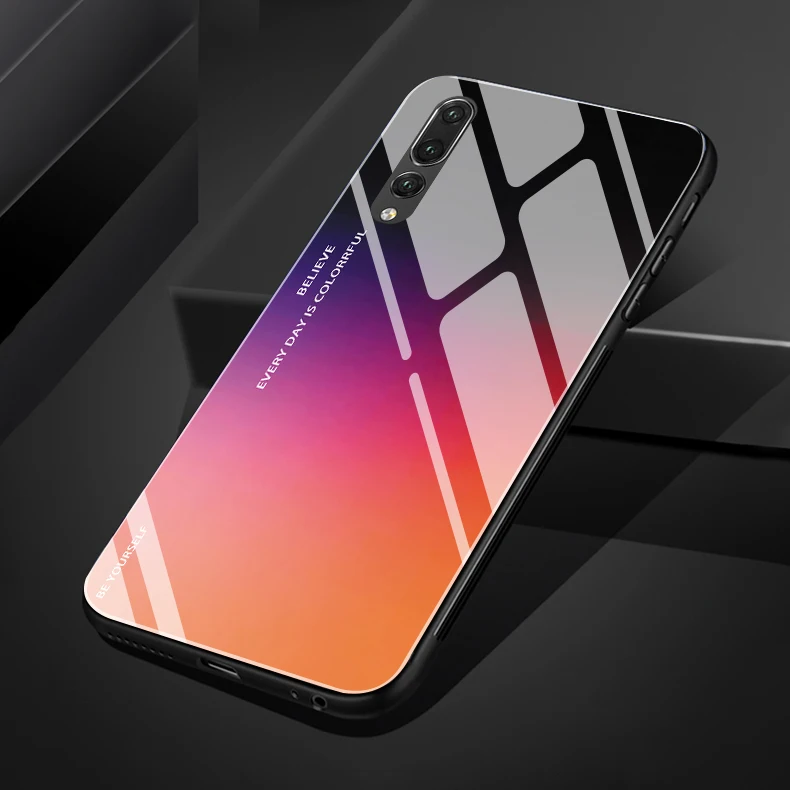 Будьте собой для huawei P9 P10 P20 P30 Plus Pro lite Honor 8 9 10 lite 9i 8C 8X Gradation закаленное стекло задняя крышка чехол для телефона - Цвет: 4984