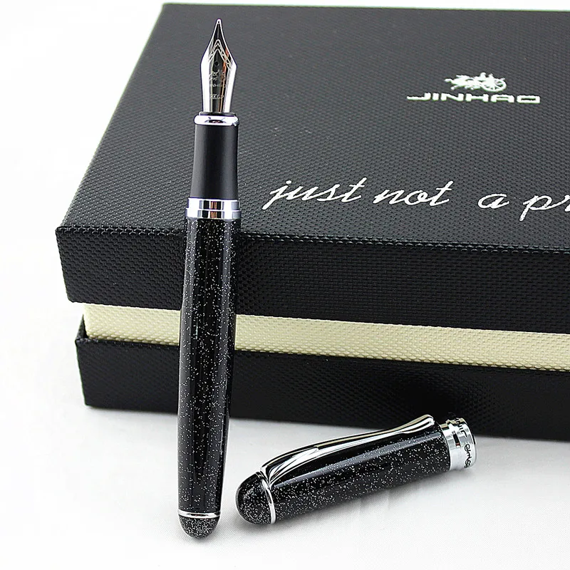 Luxury Jinhao 750 fountain pen with black and silver lattice shape