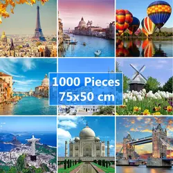 75*50 cm quebra cabeça 1000 peças mundialmente famosa paisagem padrão adulto quebra cabeças adulto brinquedos educativos puzzle para adultos