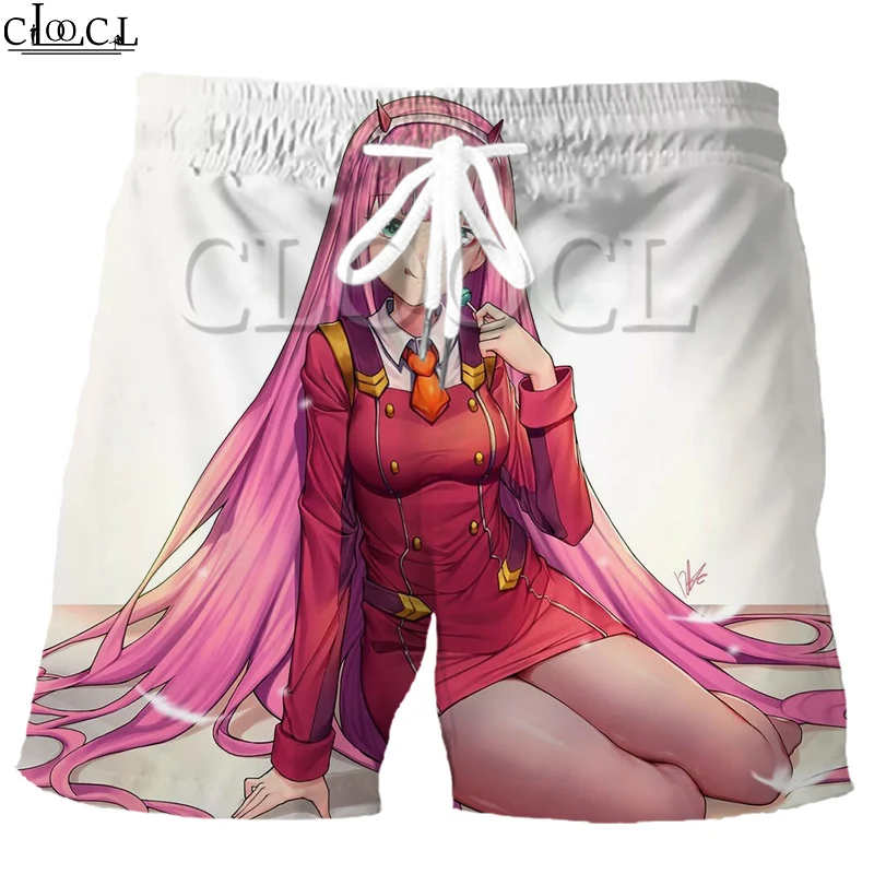 CLOOCL Anime Darling In The Franxx Zero Two 반바지 캐주얼 비치 팬츠 3D 프린트 남성 스포츠 드로 스트링 패션 와일드