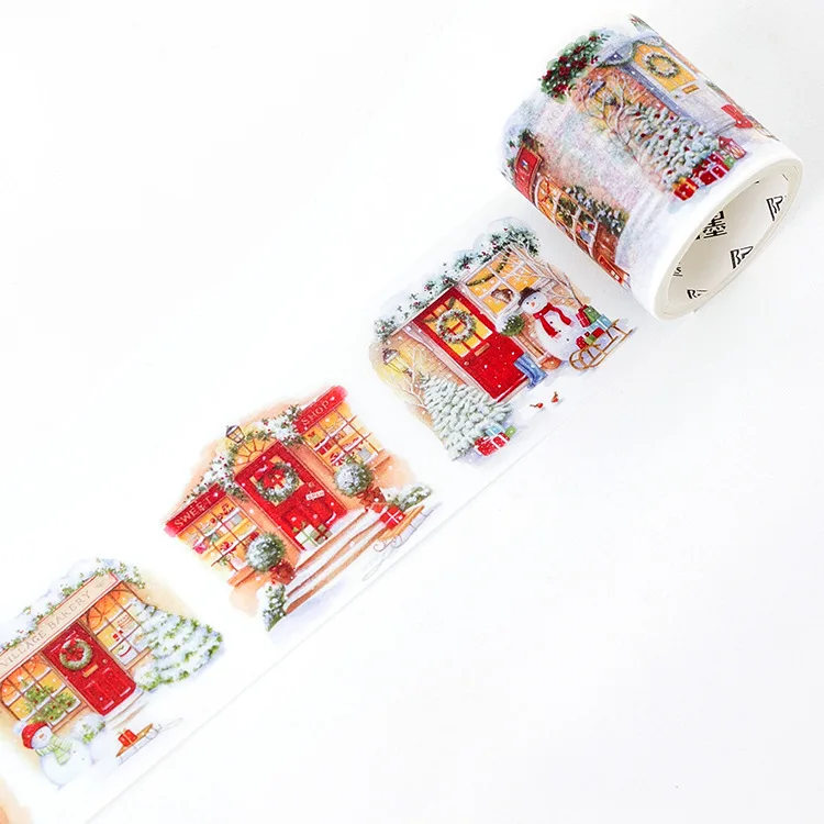 Christmas House4.5cm Декоративный Рождественский скотч ozdobne милый kawaii Маскировочная Лента наклейки Скрапбукинг школьные канцелярские принадлежности 3 м fita adesiva decorativa креативный - Цвет: Christmas House4.5cm