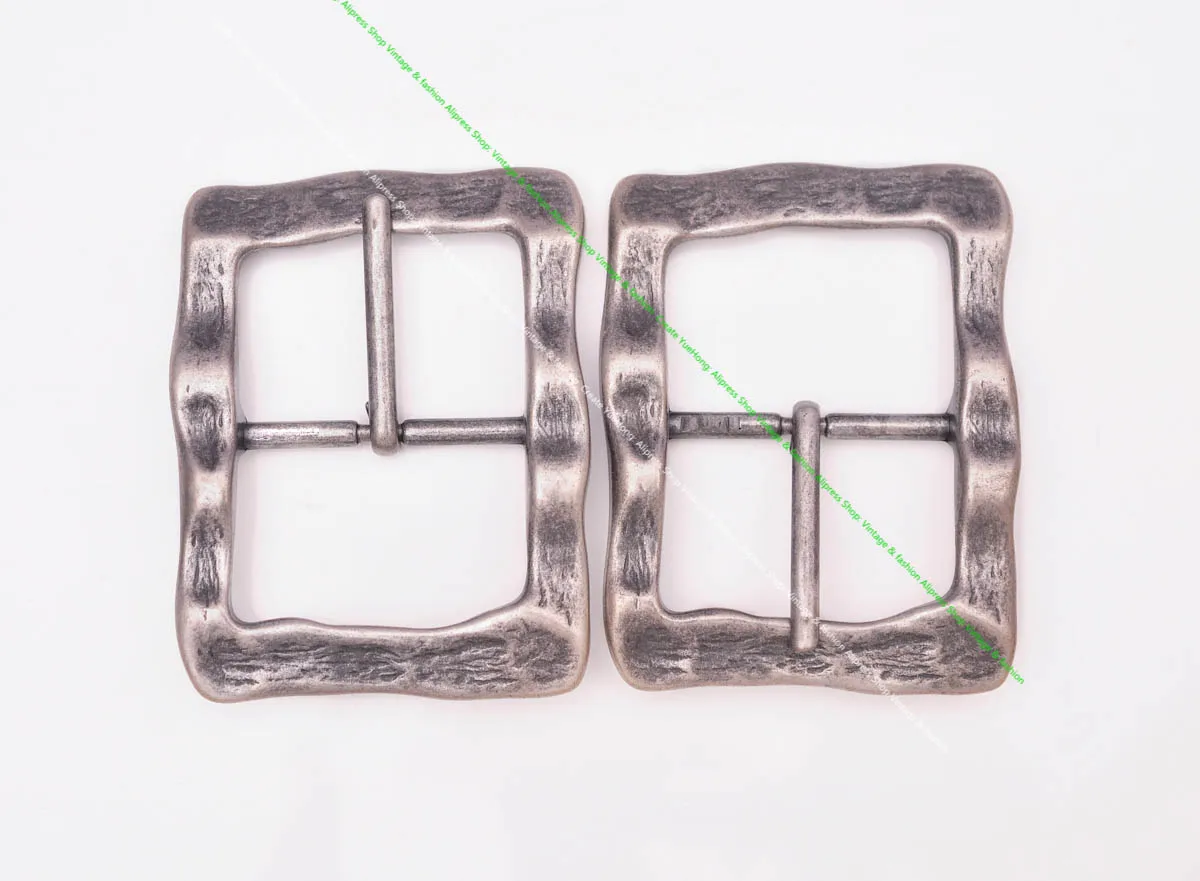 HEAVY STURDY ANTIQUE SILVER PLATED RUGGED SQUARE CENTER BAR RODEO COWBOY WESTERN LEATHER BELT BUCKLE REPLACEMENT FIT 40 MM